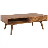 Meublorama Table basse SCANI 100 cm en bois de Sheesham massif verni style scandinave