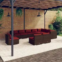 Prolenta Maison Exclusive - Ensemble de salon de jardin 10 pièces avec coussins, en rotin synthétique marron