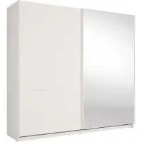 Meublorama Armoire VENEZIA avec dressing ouvert LED et miroirs blanc mat 221 cm