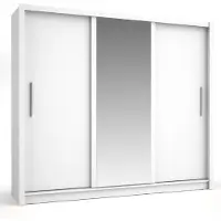 Meublorama Armoire OZZULA 3 portes coulissantes avec miroir blanc 248 cm