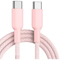 Wigento Câble de recharge USB-C 60 W, recharge rapide, câble de données en nylon, 2 mètres, rose, universel