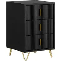 SoBuy Lot de 2 Tables de Chevet 3 tiroirs Noir 40x36x63 cm