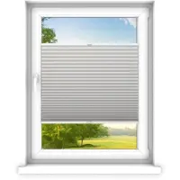 Time4blinds , Store plissé sur mesure, Sans perçage, 100x80 cm, Gris Clair