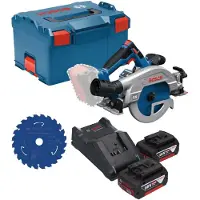 Bosch Scie circulaire sans fil GKS 18V-57-2 GX Professional 18 V 165 mm sans balais + 2 batteries 5,0 Ah + chargeur + L-Boxx