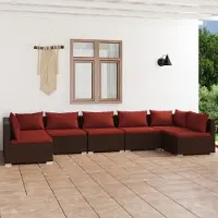 Prolenta Maison Exclusive - Ensemble de salon de jardin 7 pièces avec coussins, en rotin synthétique marron