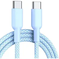 Wigento Câble de recharge USB-C 60 W, recharge rapide, câble de données en nylon, 2 mètres, bleu, universel