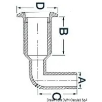 Osculati Passage de bord en nylon 2" 50mm Acier VA Diaphragme 90° , 1 pièce