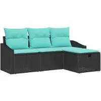 vidaXL Ensemble de canapés avec coussins et rangement, 4 pièces, en rotin synthétique noir
