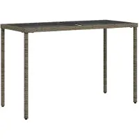 vidaXL Table de jardin avec plateau en verre Gris 115x54x74 cm Poly rotin