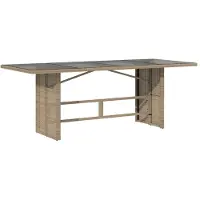 vidaXL Table de jardin avec plateau en verre Beige 190x80x75 cm Poly rotin
