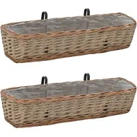 vidaXL Bac à fleurs pour balcon 2 pcs. Saule avec revêtement PE 80 cm