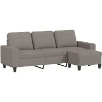 vidaXL Canapé 3 places avec pouf Taupe 180 cm Tissu
