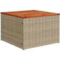 vidaXL Table de jardin beige 55x55x37 cm Poly rotin et bois d'acacia