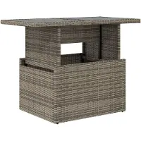 vidaXL Table de jardin avec plateau en verre Gris 100x55x73 cm Poly rotin