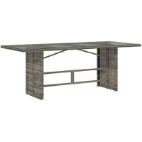 vidaXL Table de jardin avec plateau en verre Gris 190x80x74 cm Poly rotin