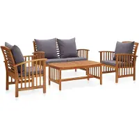 vidaXL Ensemble de salon de jardin 4 pièces avec coussins en bois massif d'acacia