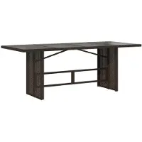 vidaXL Table de jardin avec plateau en verre brun 190x80x75 cm Poly rotin