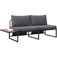 vidaXL Canapé de jardin avec coussins, anthracite, 200,5 x 70 x 85,5 cm, acier