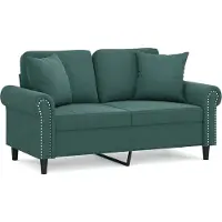 vidaXL Canapé 2 places avec coussins décoratifs vert foncé 120 cm velours