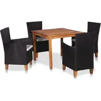 vidaXL Ensemble de jardin 5 pièces Poly rotin noir et brun