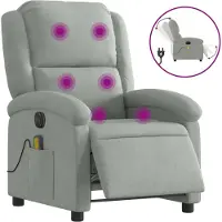 vidaXL Fauteuil de massage électrique gris clair velours