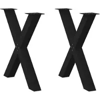 vidaXL Pieds de table de salle à manger en X 2 pcs. noir 80x(72-73) cm acier