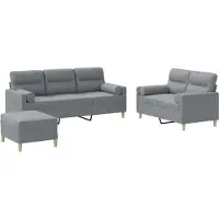 vidaXL Ensemble de canapés 3 pcs coussins gris clair tissu