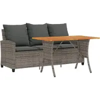 vidaXL Canapé de jardin 3 places avec coussins & table Gris Poly rotin