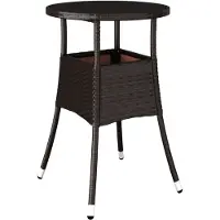 vidaXL Table de jardin Ø60x75 cm verre dur et poly rotin brun