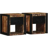 vidaXL Tables de chevet 2 pcs multicolore 40x35x40cm bois récupération
