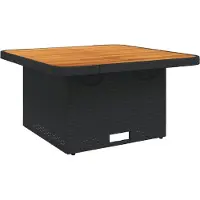 vidaXL Table de jardin noire 80x80x71 cm Poly rotin et bois d'acacia
