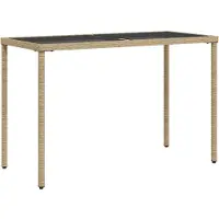 vidaXL Table de jardin avec plateau en verre Beige 115x54x74 cm Poly rotin