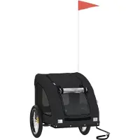 vidaXL Remorque pour vélo Chiens Noir Tissu Oxford et fer