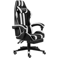 vidaXL Chaise de jeu avec repose-pieds noir et blanc similicuir
