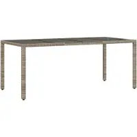 vidaXL Table de jardin avec plateau en verre Gris 190x90x75 cm Poly rotin