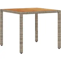 vidaXL Table de jardin avec plateau en acacia gris 90x90x75 cm Poly rotin