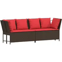 vidaXL Canapé de jardin avec coussins Marron Poly Rattan