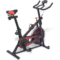 vidaXL Vélo d'appartement avec cardiofréquencemètre noir et rouge