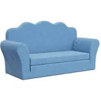 vidaXL Canapé-lit pour enfants 2 places Bleu Peluche douce