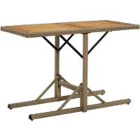 vidaXL Table de jardin beige acacia massif et poly rotin