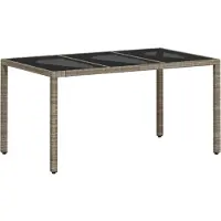 vidaXL Table de jardin avec plateau en verre gris clair 150x90x75 cm Poly rotin