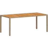 vidaXL Table de jardin beige 190x90x75 cm Poly rotin acacia