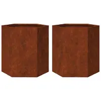 vidaXL Jardinières 2 pcs hexagone 46x40x45 cm acier patinable