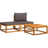 vidaXL Ensemble canapé de jardin 3 pièces avec coussins bois acacia & corde