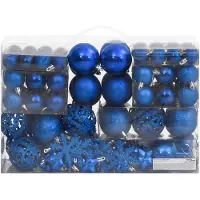 vidaXL Ensemble de boules de Noël 111 pièces bleu polystyrène