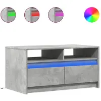 vidaXL Table basse LED gris béton Matériau dérivé du bois