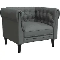 vidaXL Fauteuil Chesterfield gris foncé tissu