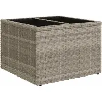 vidaXL Table de jardin avec plateau en verre gris clair 55x55x37 cm Poly rotin