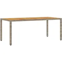 vidaXL Table de jardin avec plateau en acacia gris 190x90x75cm Poly rotin