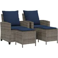 vidaXL Ensemble de salon de jardin 4 pièces avec coussins Gris Poly rotin